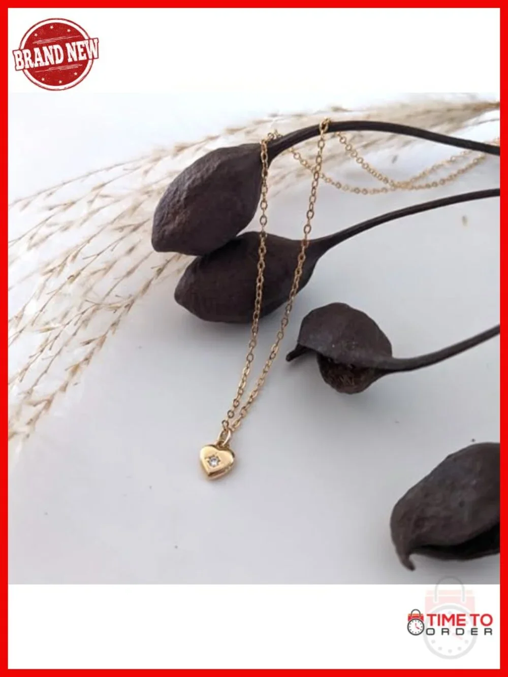 Cubic Zirconia Heart Pendant Necklace - Sterling Silver Chain, Gold Plated